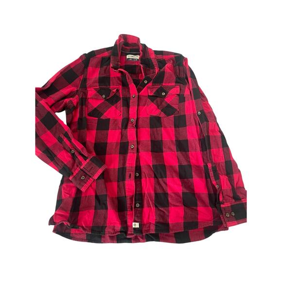 Magellan Outdoors Red Black buffalo Check Plaid Button Down Shirt Womens Size XL - Picture 1 of 5